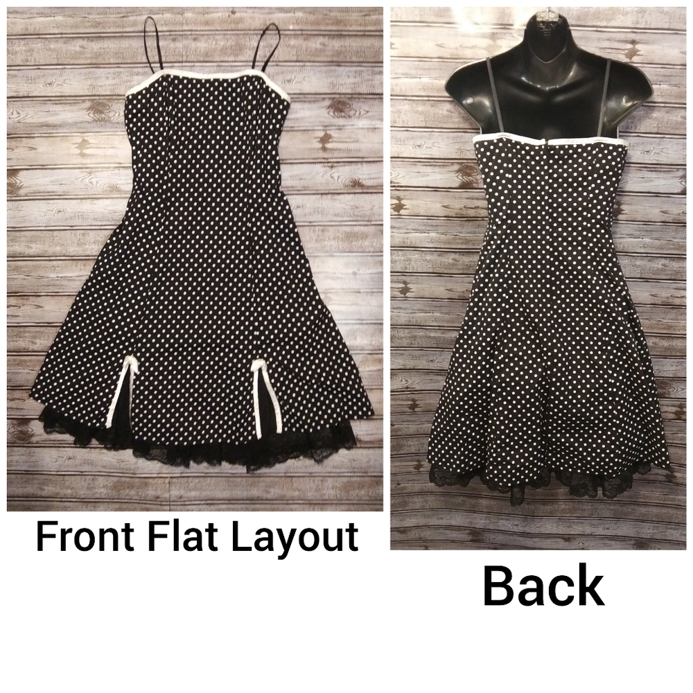 Polka Dot & Lace Full Midi Dress by BCX - Picture 2 of 7